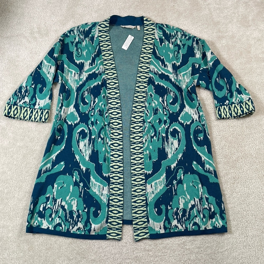 NWOT Soft Surroundings Cleo Topper Cardigan Womens XL Multi Poseidon Blue Green